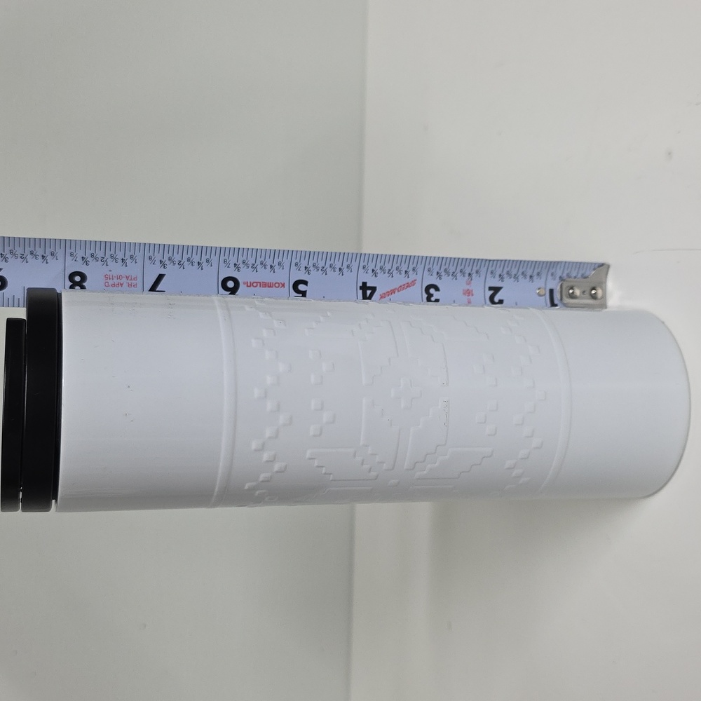 2015 Starbucks Embossed Troy Fair Isle Tumbler, White With Black Lid, 16 Oz - Picture 10 of 10